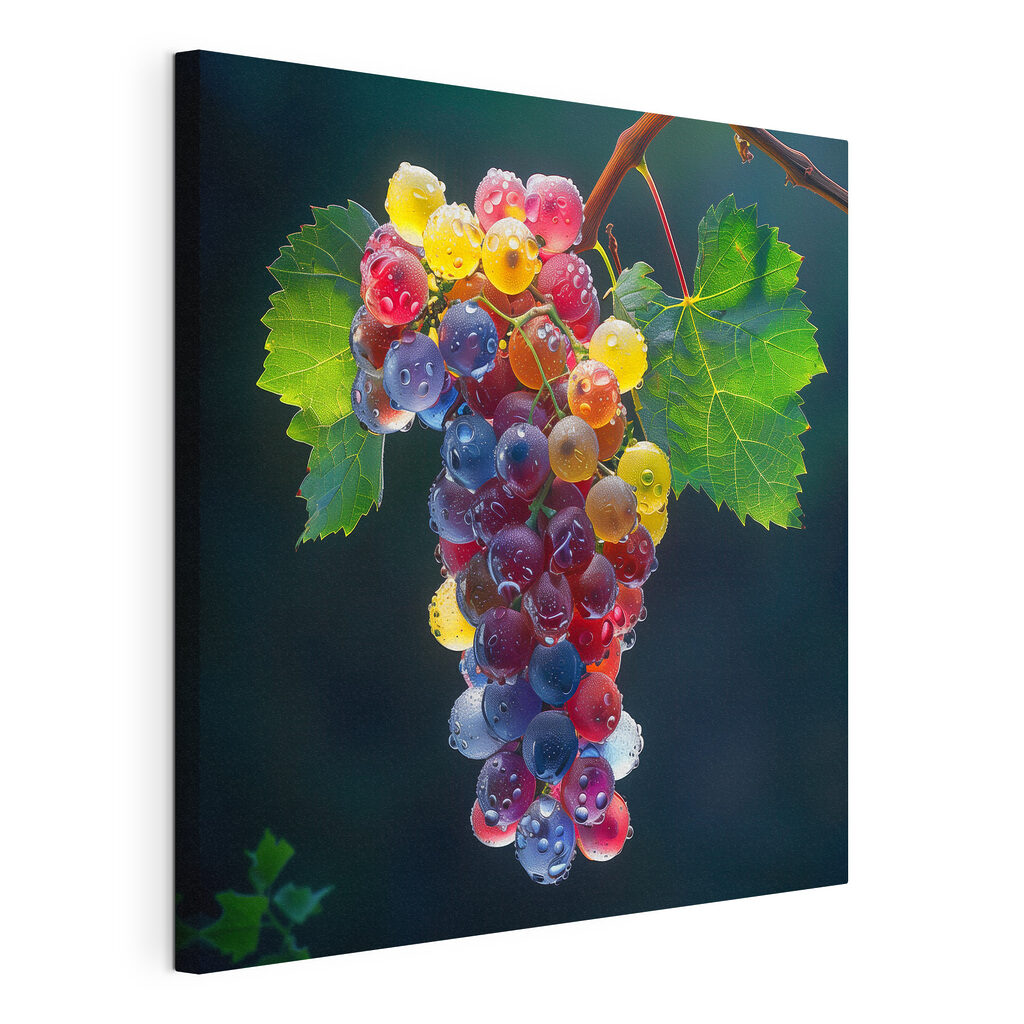 Struguri în globuri colorate, tablou pe pânză întinsă, cu margine continuă