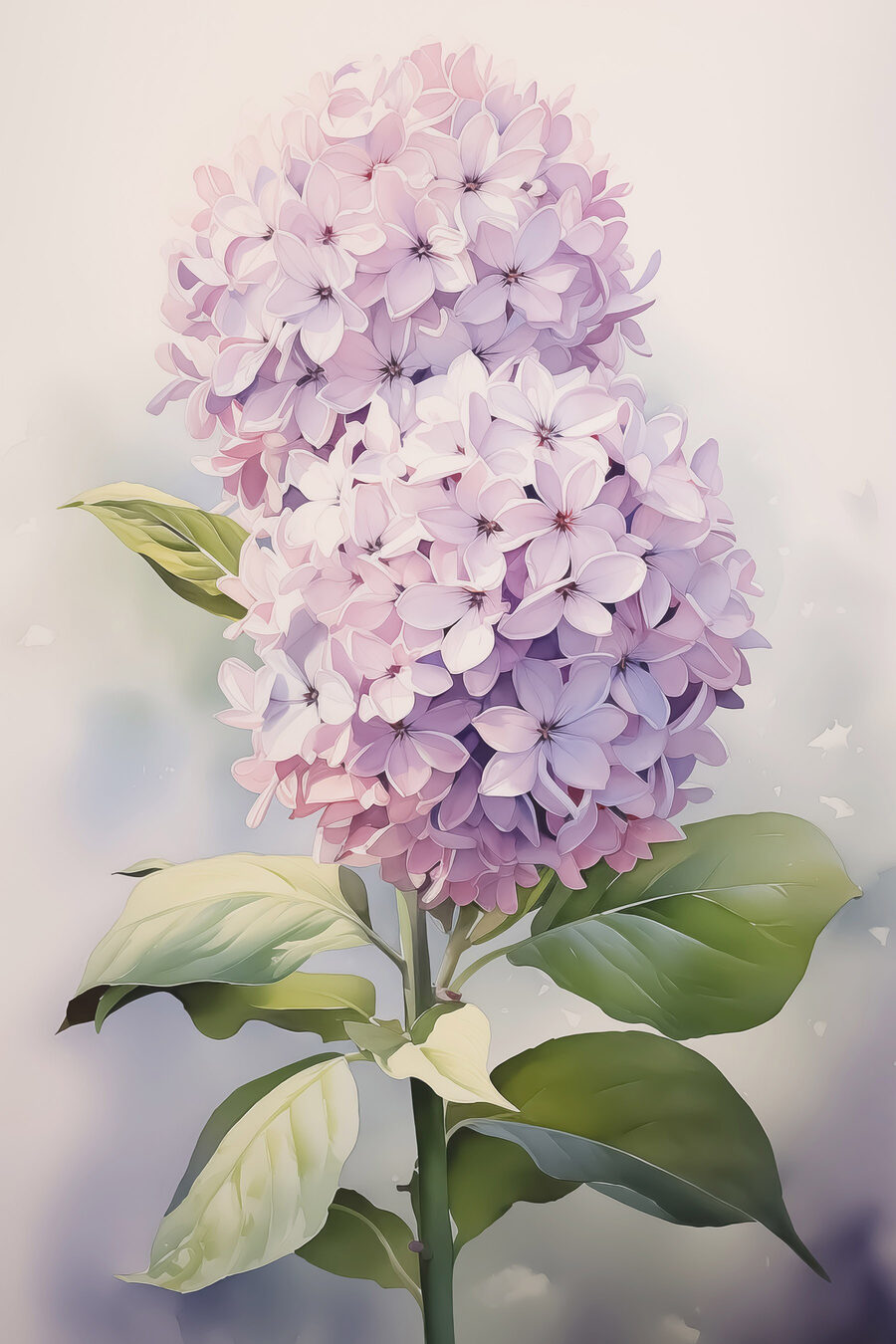 Două hortensii liliachii — design complet