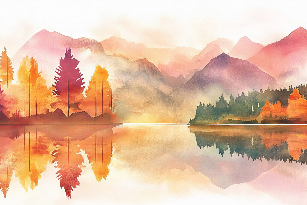 Toamnă pe lacul montan — design complet