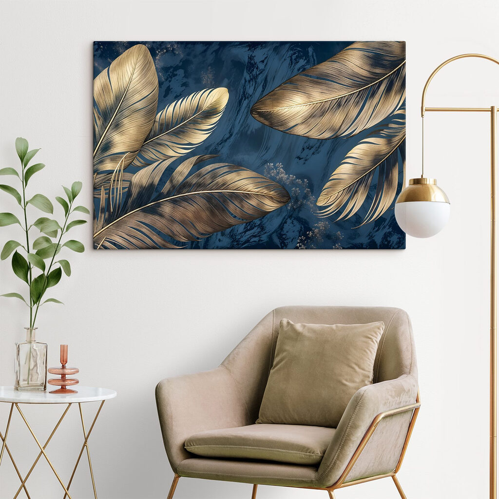 Frunze aurii pe albastru — interior 1