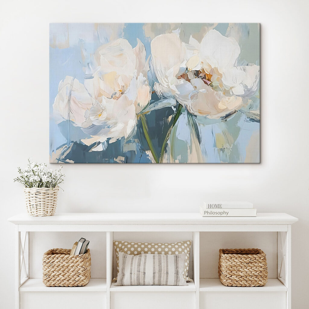 Lalele albe pe albastru — interior 1