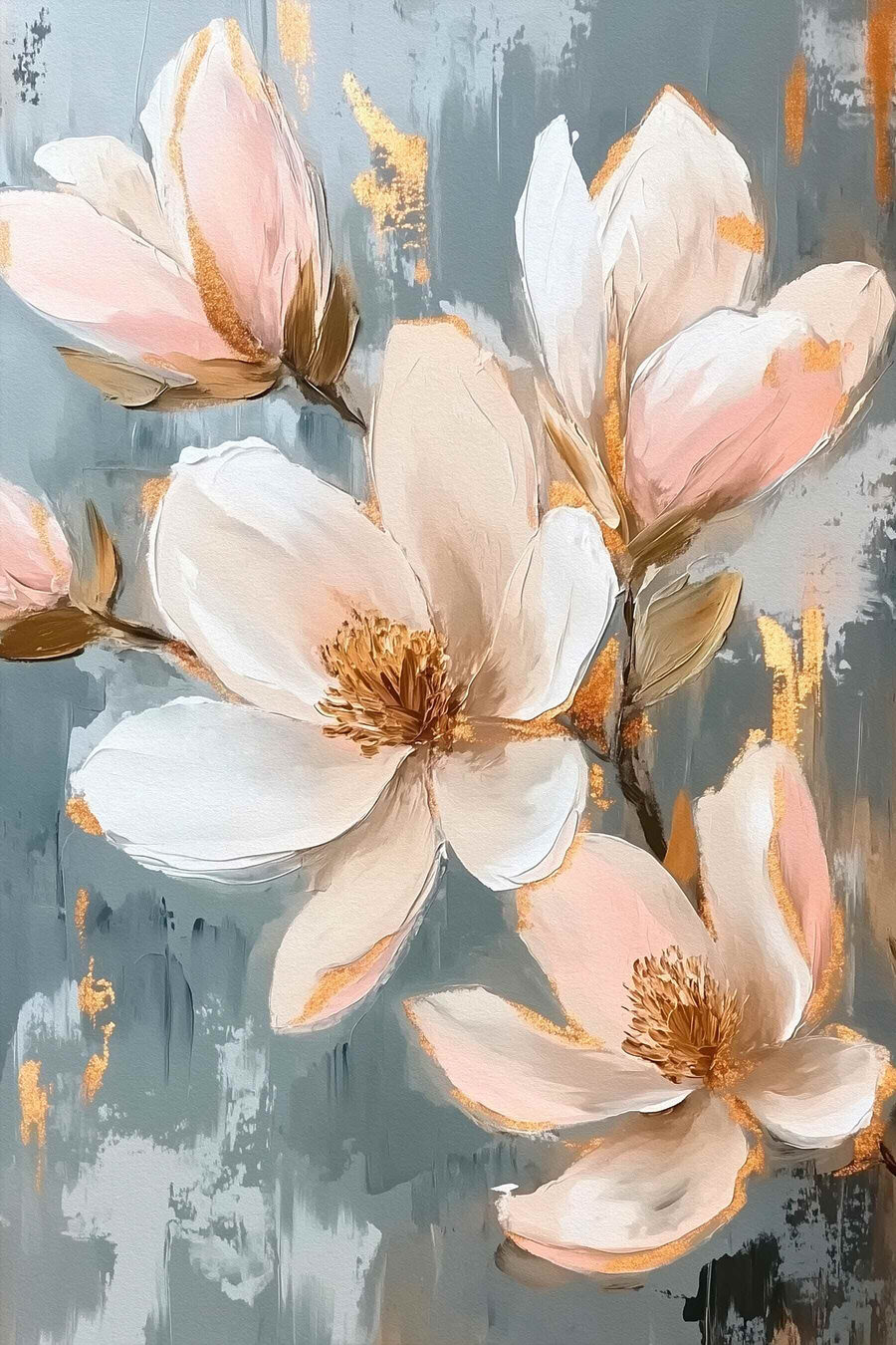 Magnolie pe albastru cenușiu — design complet