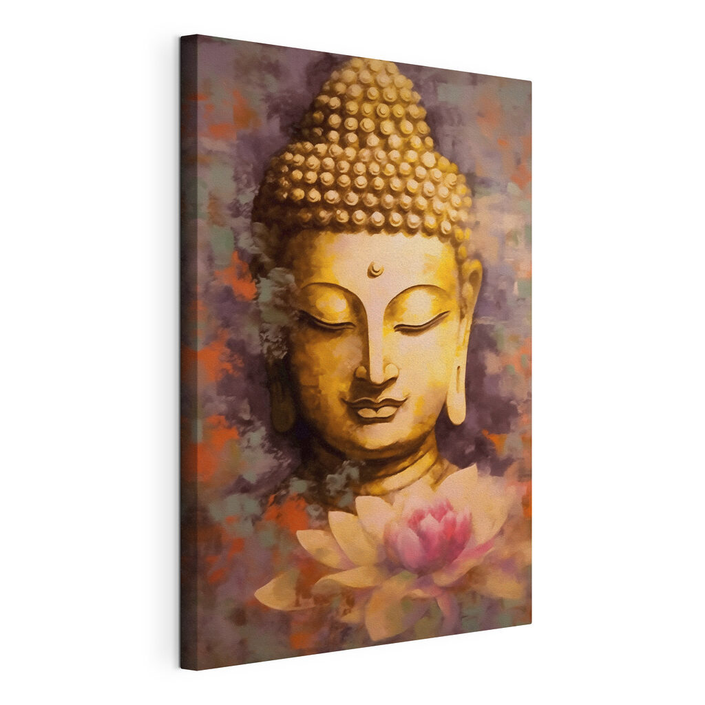 Buddha deasupra lotusului, tablou pe pânză întinsă, cu margine continuă