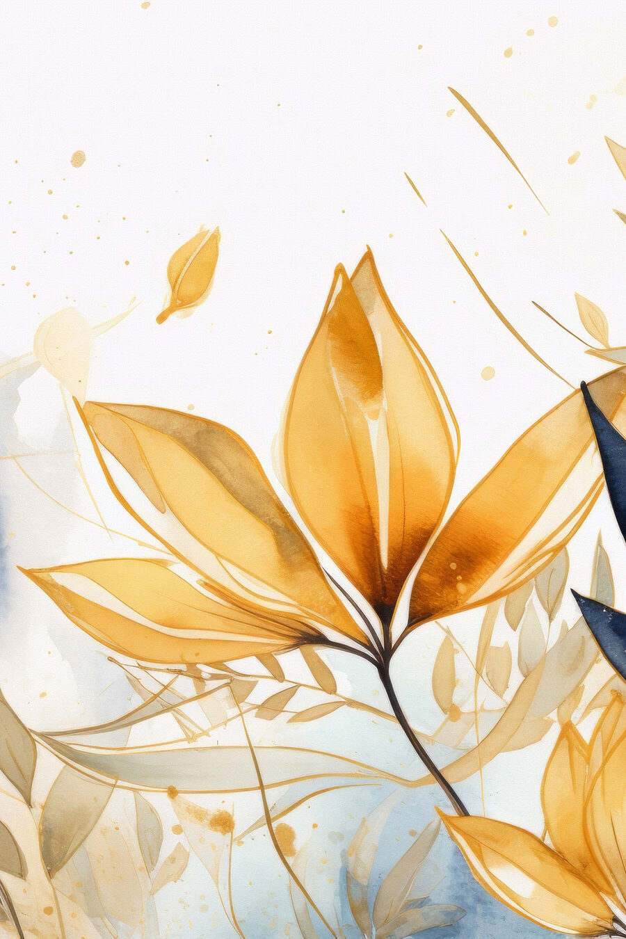 Frunze aurii pe alb — design complet
