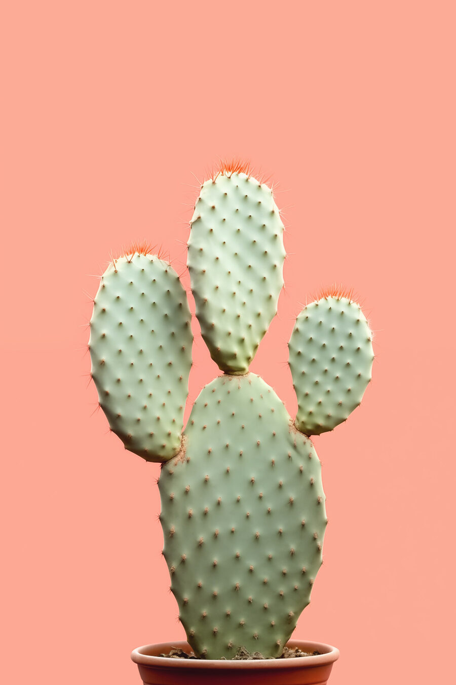 Cactus pe roz piersică — design complet