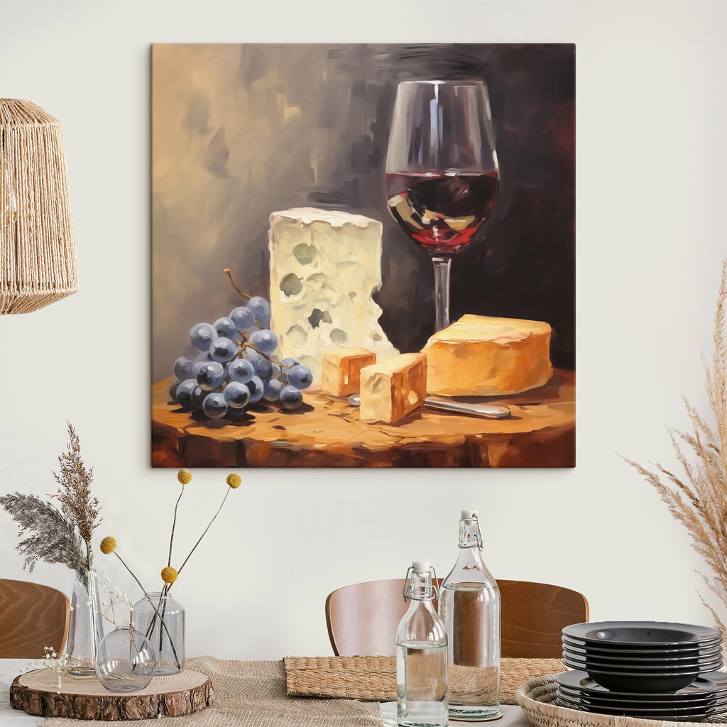 Vin lângă brânză într-un interior