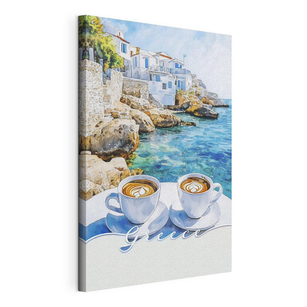 Cappuccino deasupra golfului, tablou pe pânză întinsă, cu margine continuă