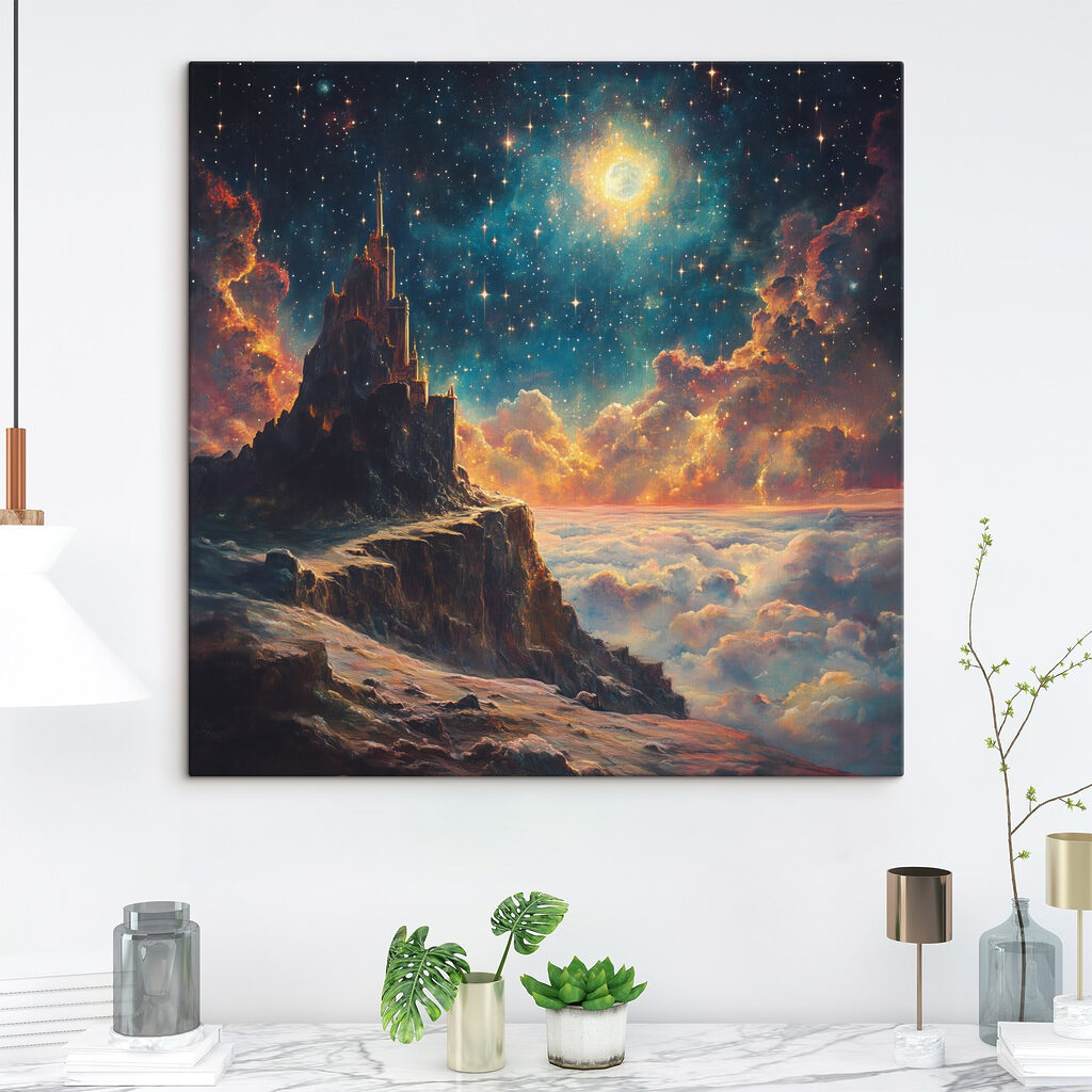 Castel deasupra norilor într-un interior