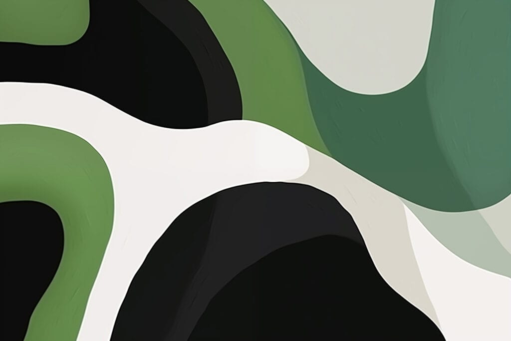 Curbe verzi, alb-negru — design complet