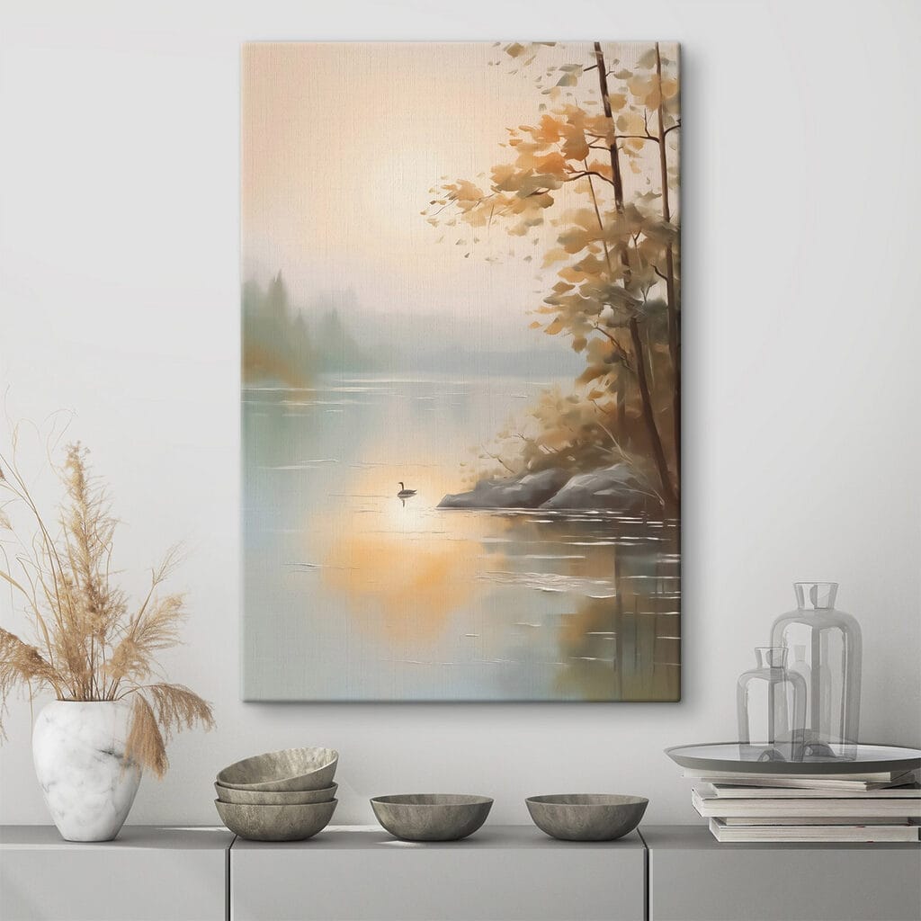 Toamnă la lacul liniștit într-un interior