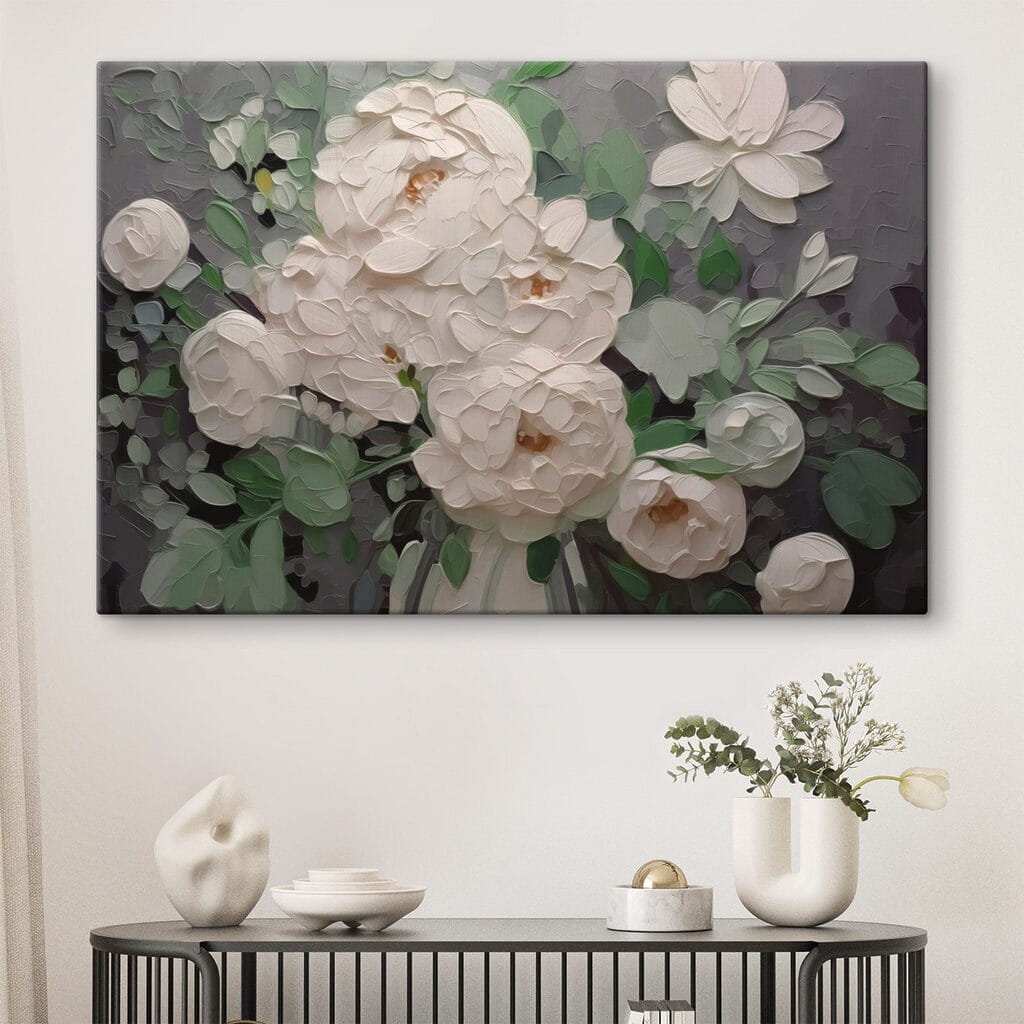 Pioene crem pe gri — interior 1