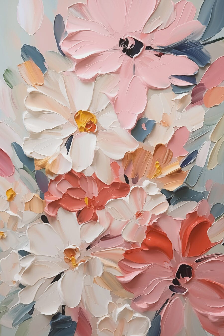 Flori roz, pete colorate — design complet