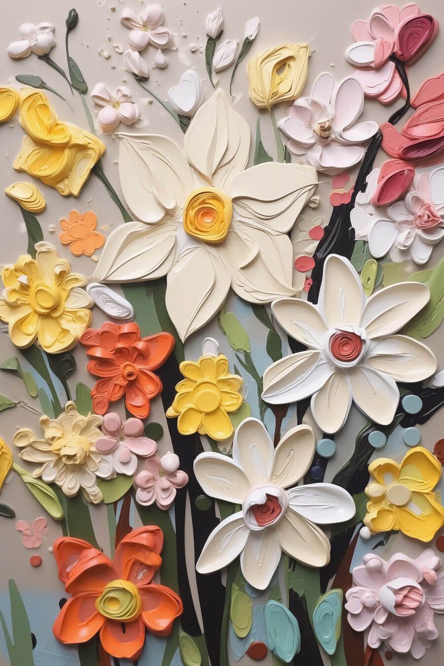 Flori vesele pe gri — design complet