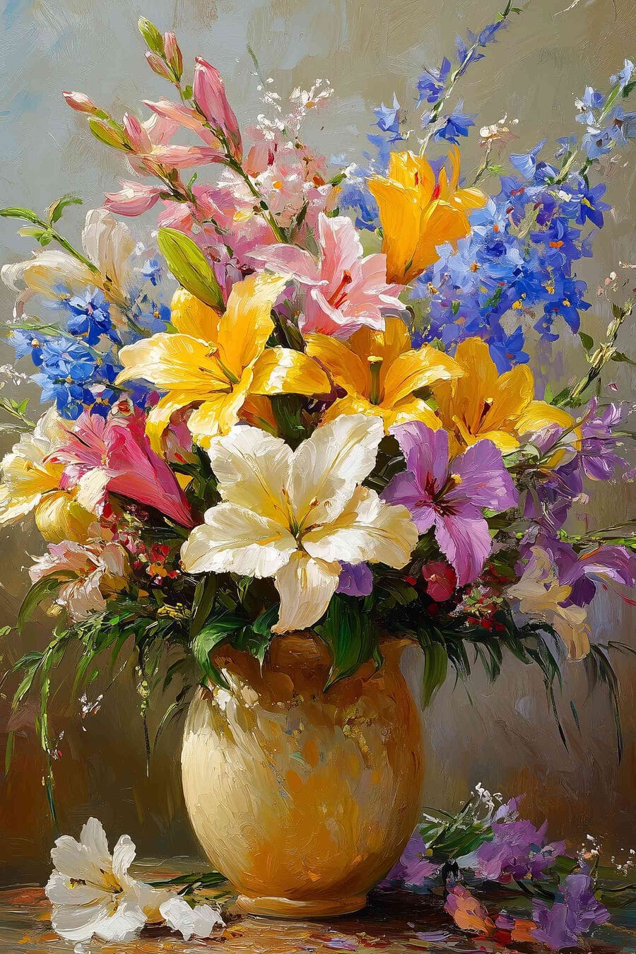 Buchet colorat în vază — design complet