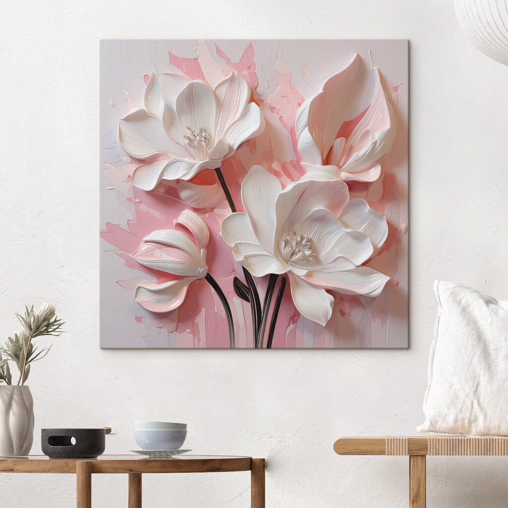 Flori albe pe roz — interior 2