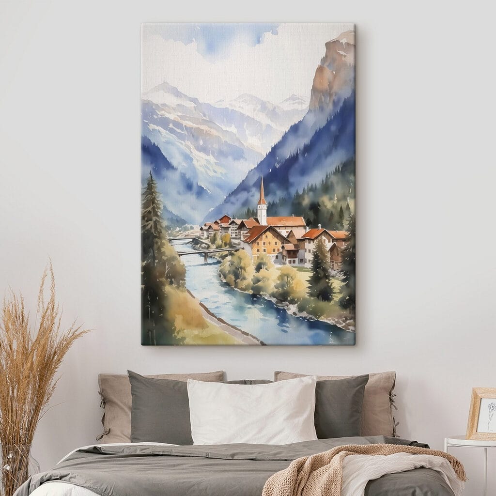 Sat alpin lângă râu — interior 2