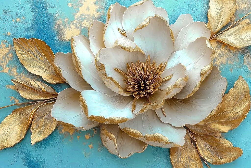 Floare crem pe turcoaz — design complet