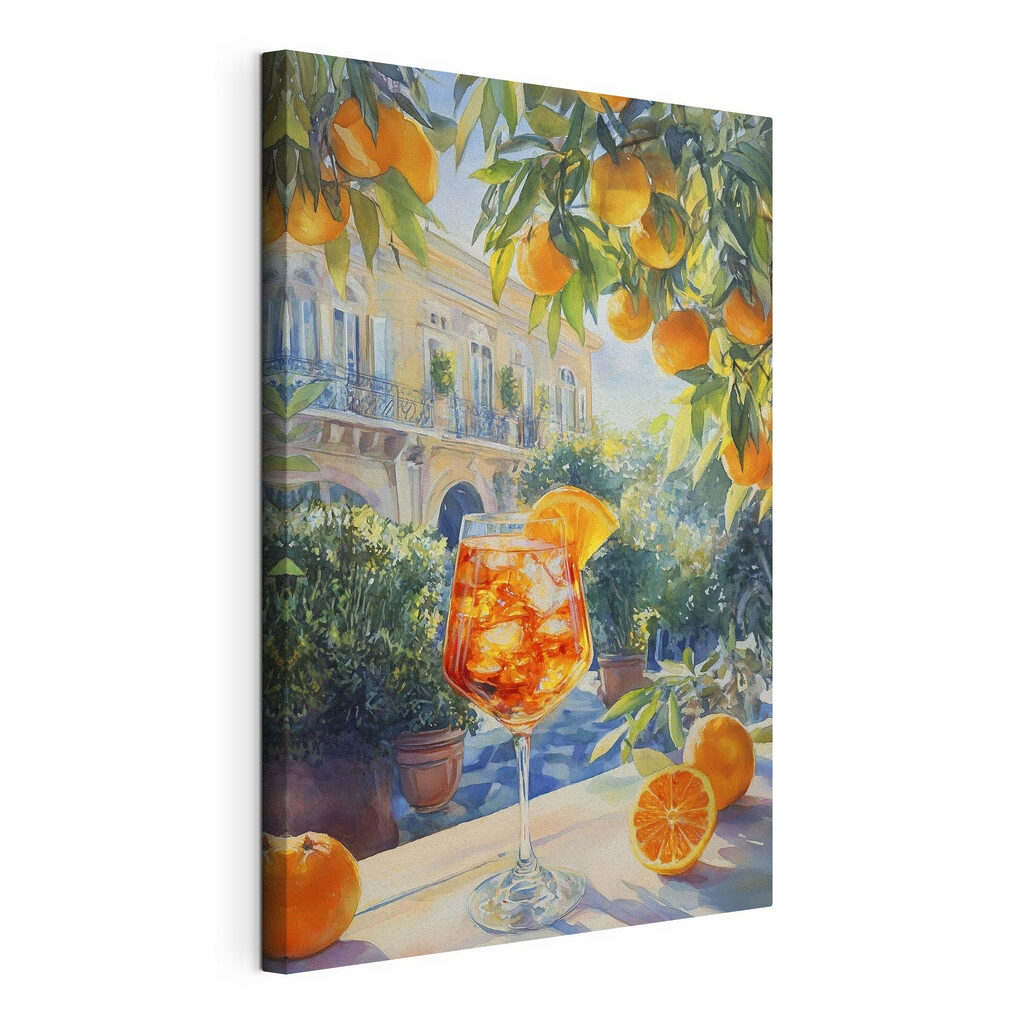 Aperitiv cu portocale, tablou pe pânză întinsă, cu margine continuă