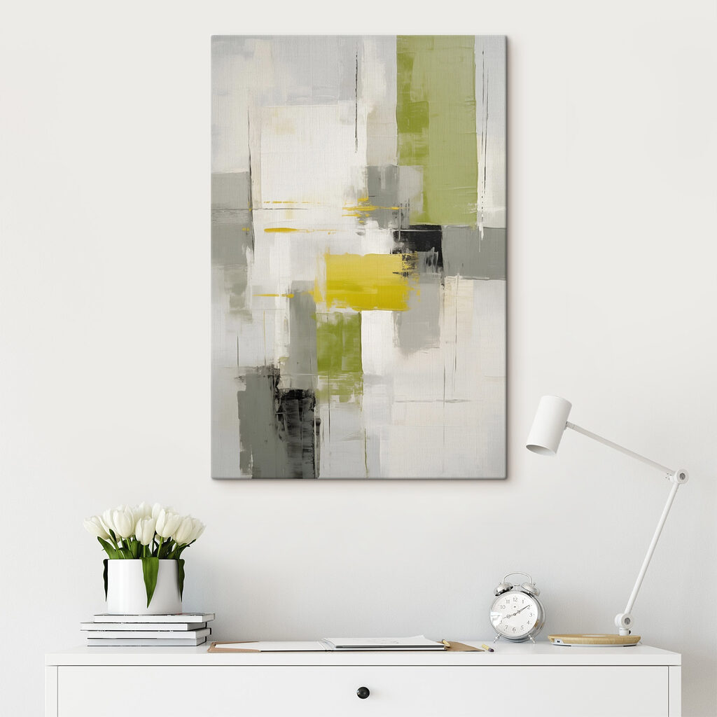 Blocuri verde-lime pe alb — interior 1