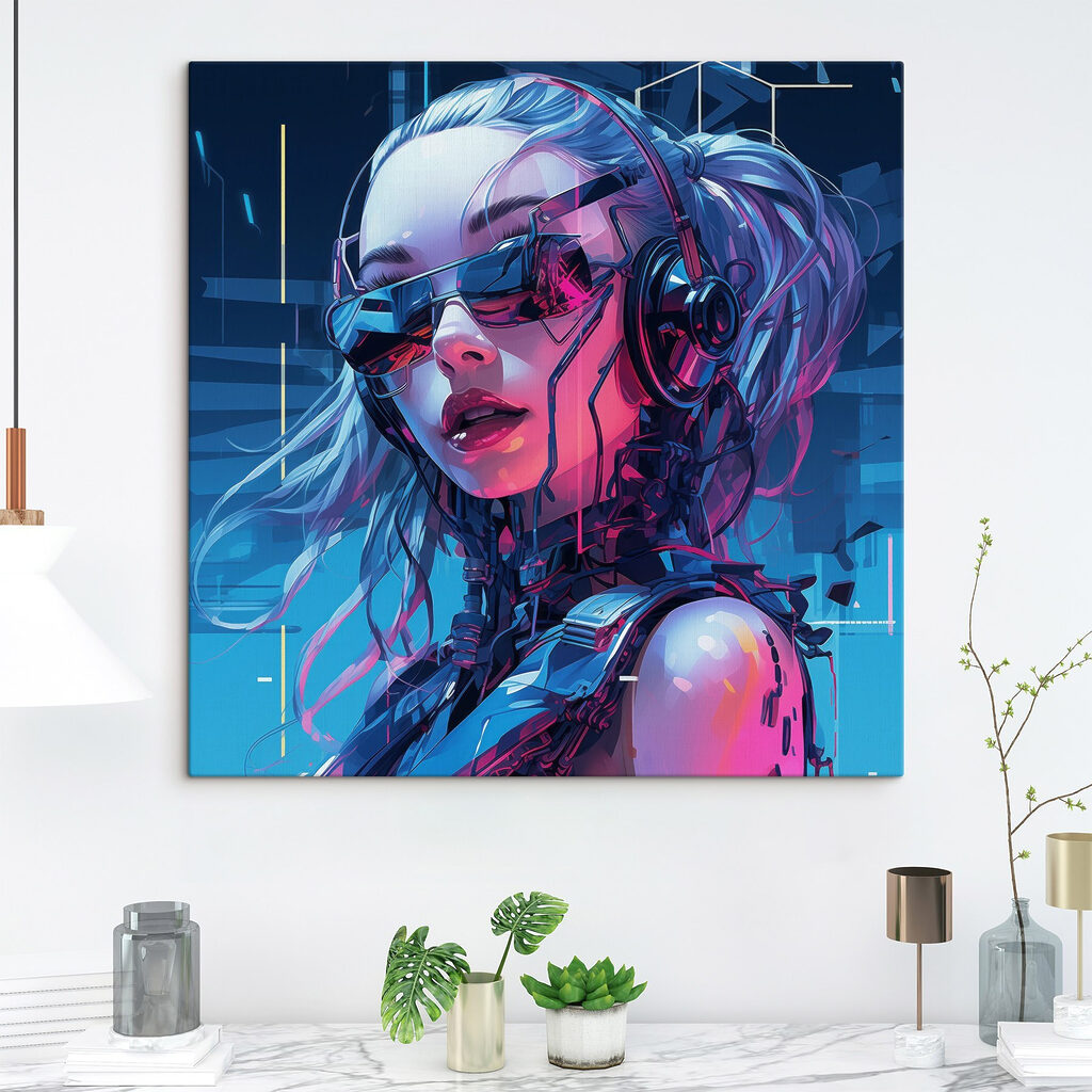 Femeie în neon roz — interior 1