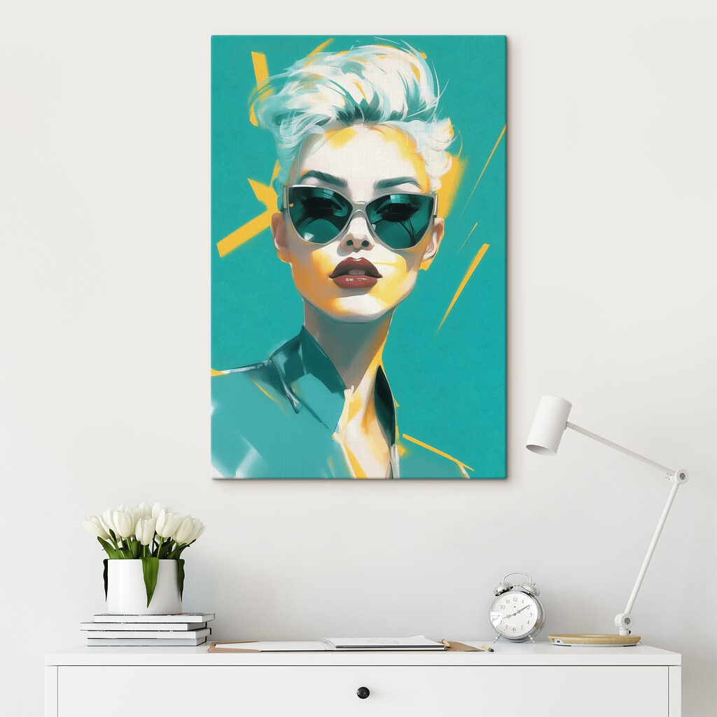 Portret turcoaz cu ochelari — interior 1