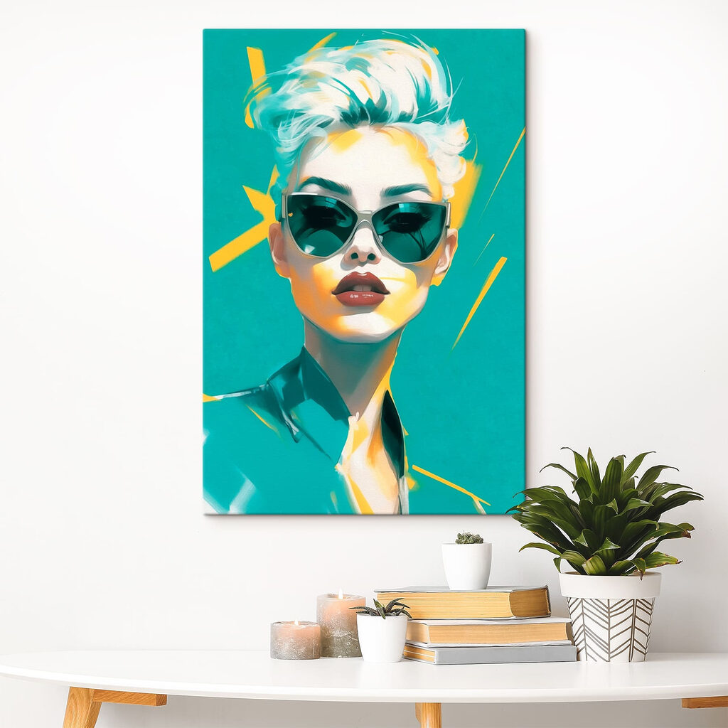 Portret turcoaz cu ochelari — interior 2