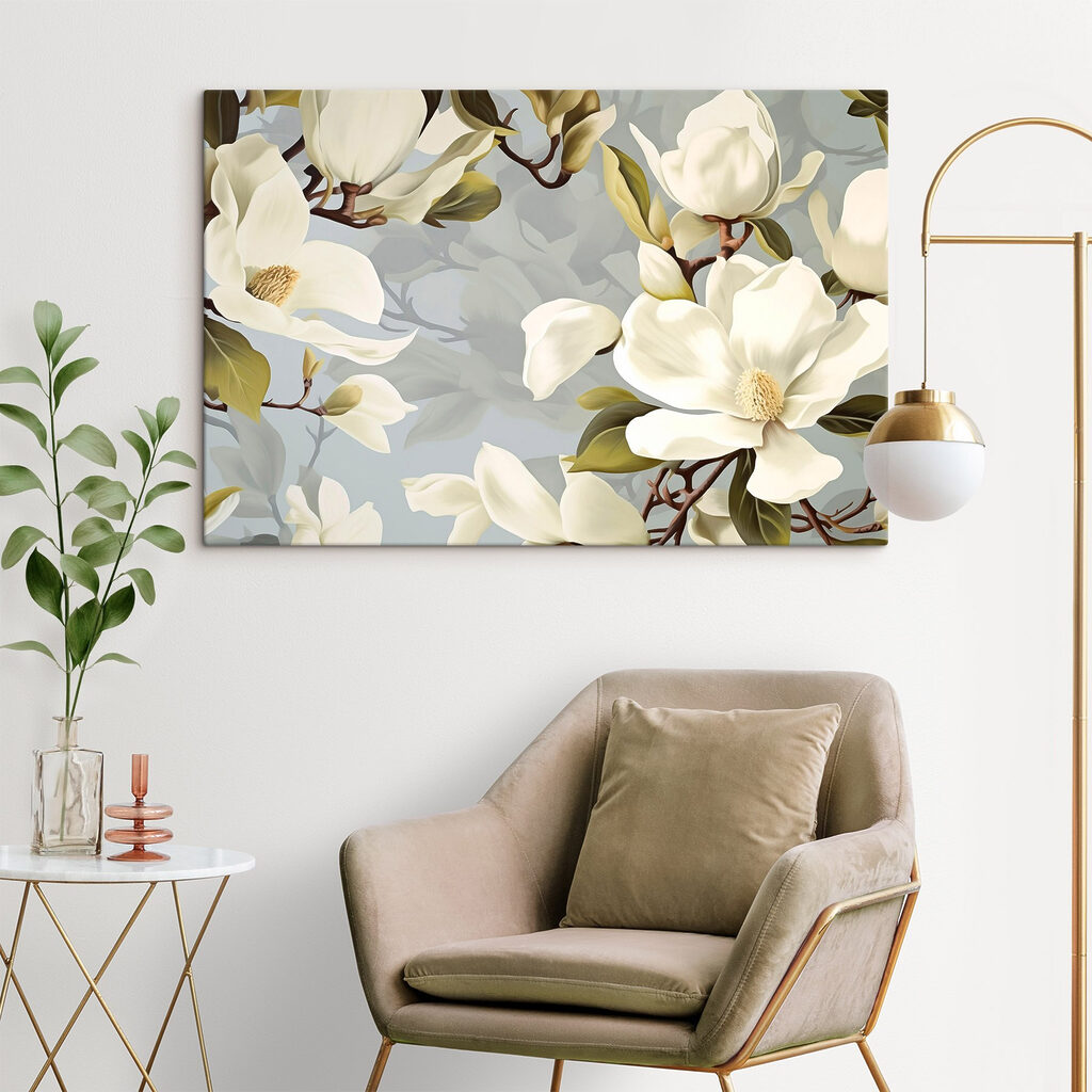 Magnolii albe printre frunze — interior 1