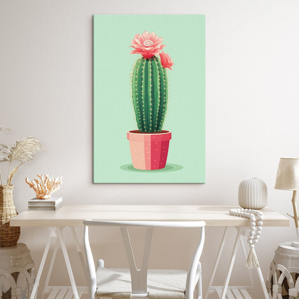 Cactus cu flori roz — interior 1