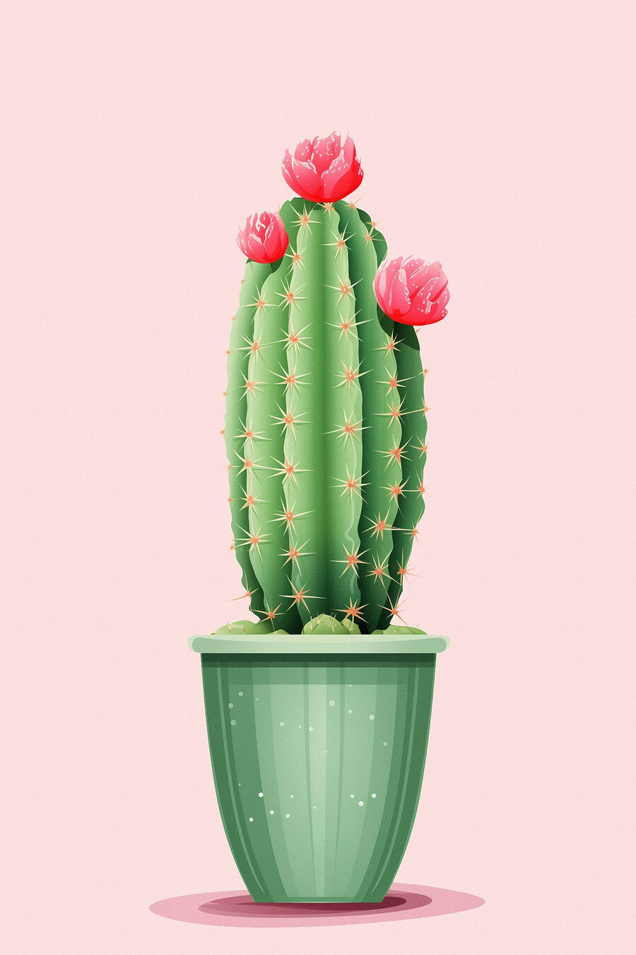 Cactus pe roz pastel — design complet