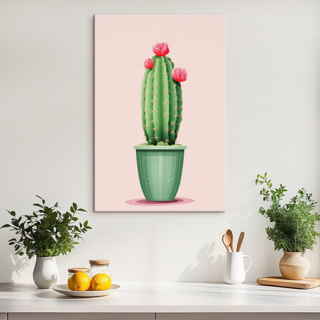 Cactus pe roz pastel — interior 1