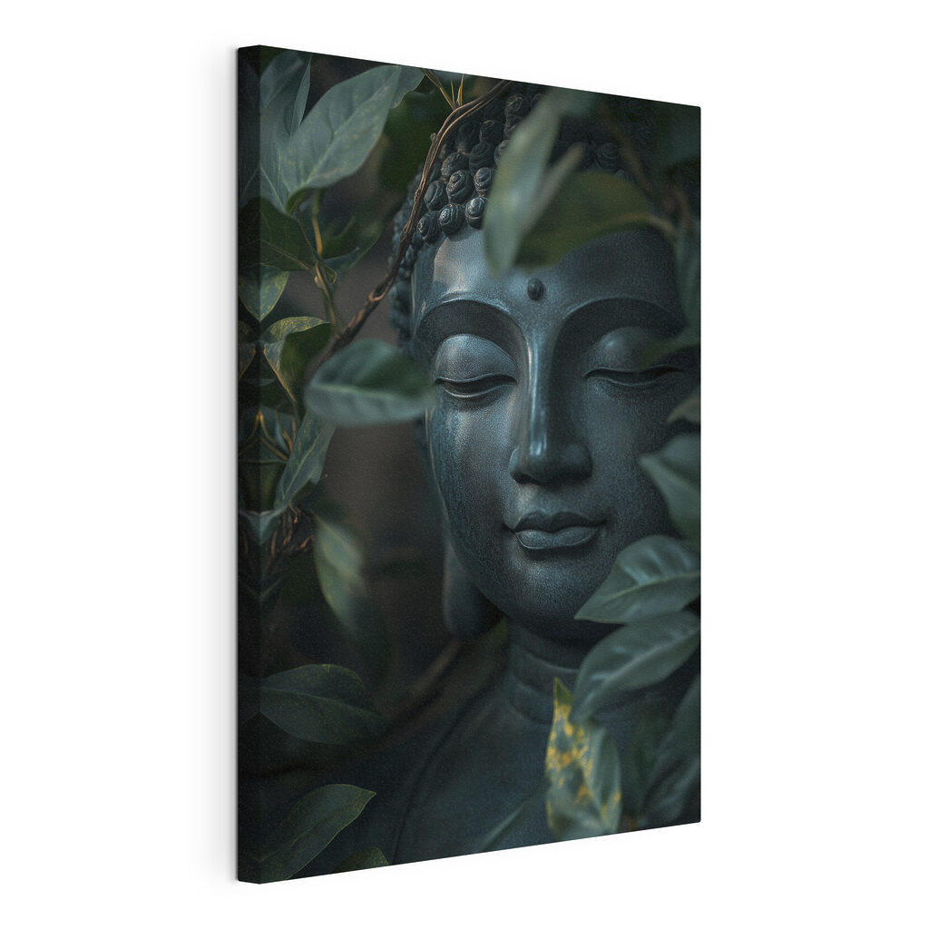 Buddha în junglă, tablou pe pânză întinsă, cu margine continuă