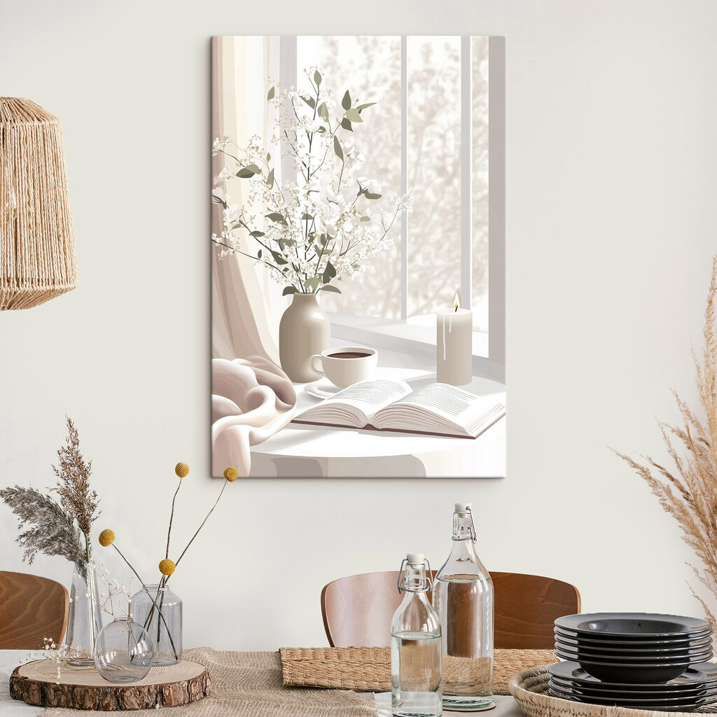 Ramuri înflorite lângă carte — interior 1