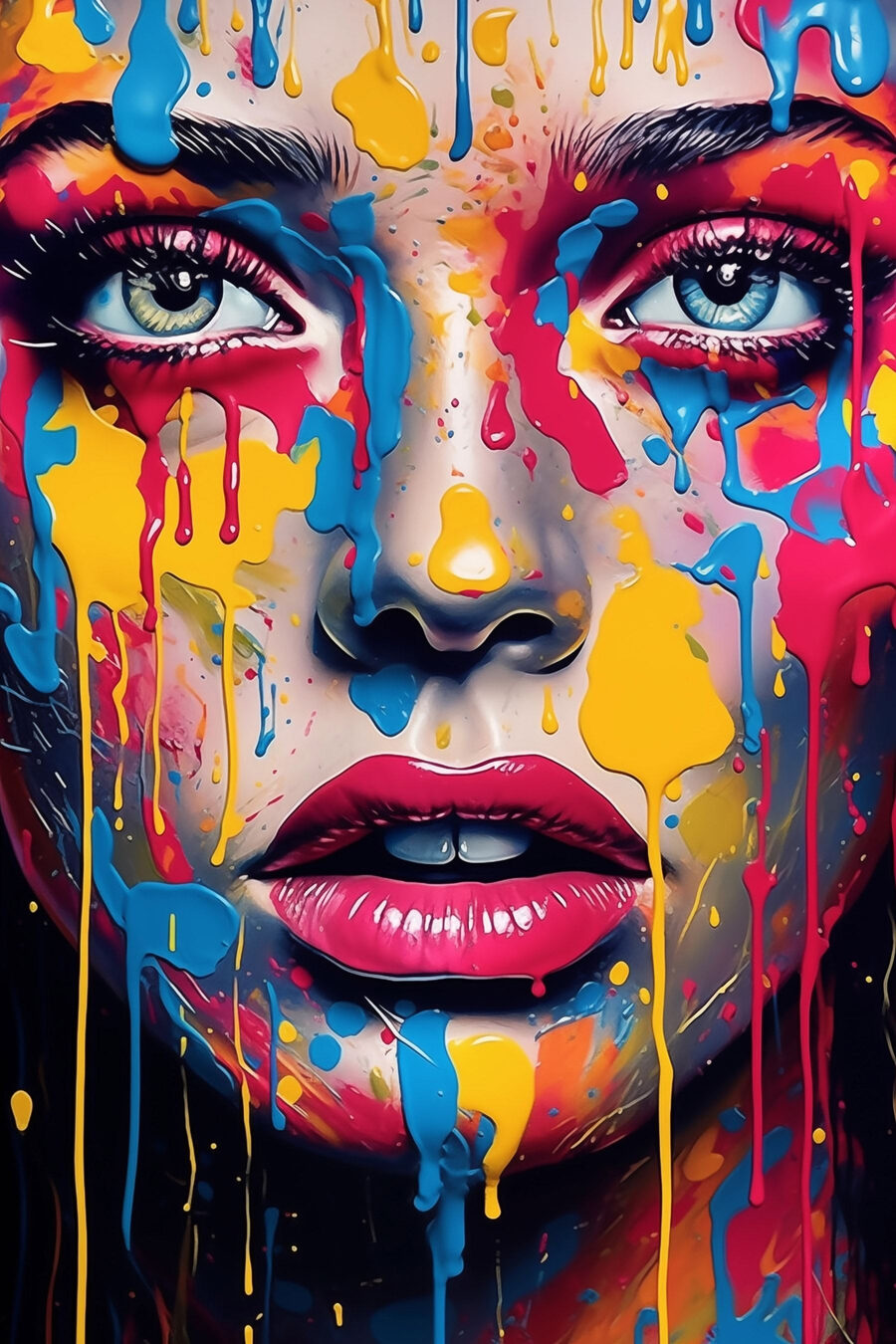 Privire sub picături colorate — design complet