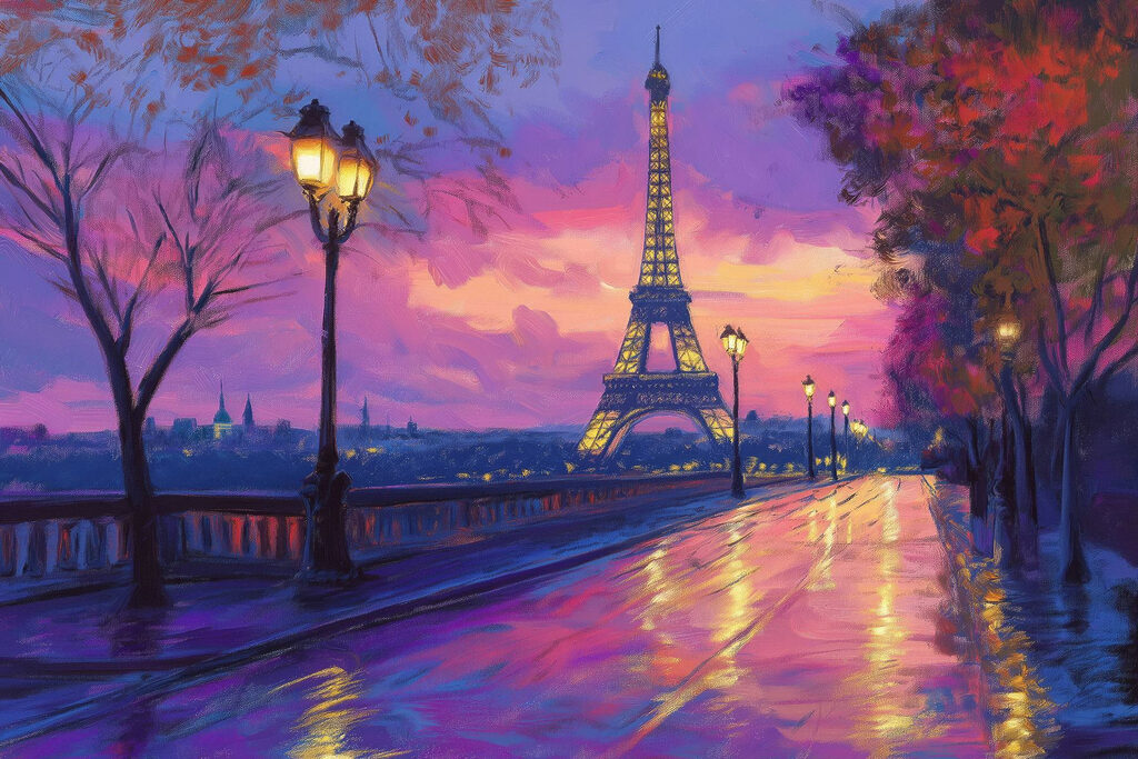 Paris în lumină violetă — design complet