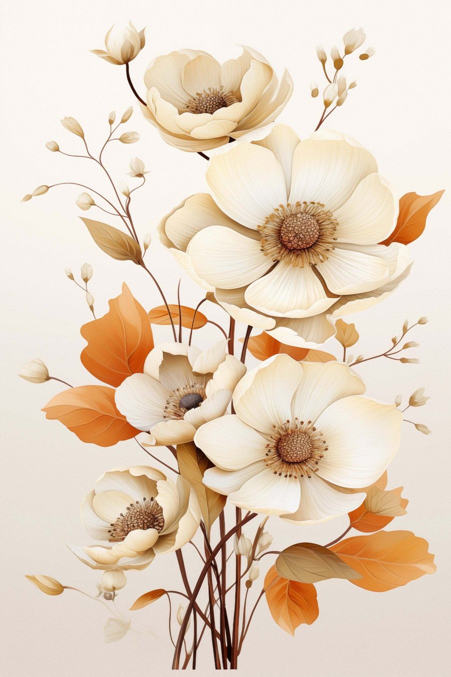 Flori deschise pe bej — design complet