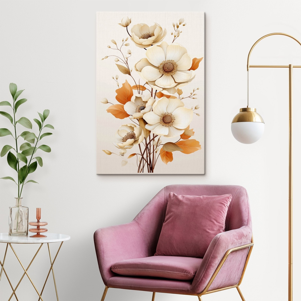 Flori deschise pe bej — interior 1