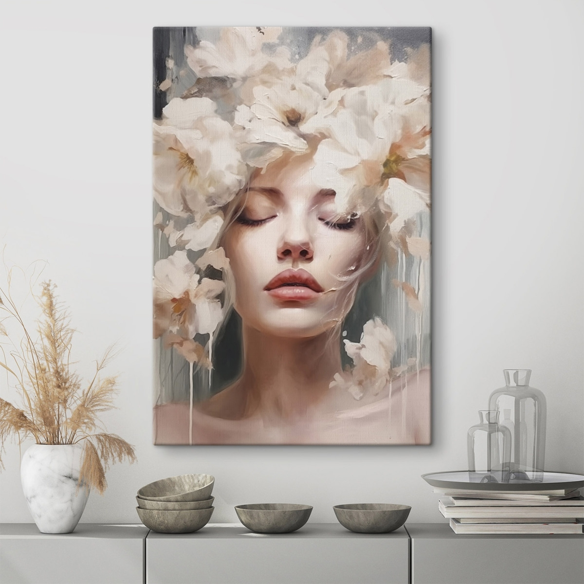 Portret cu flori albe — interior 1