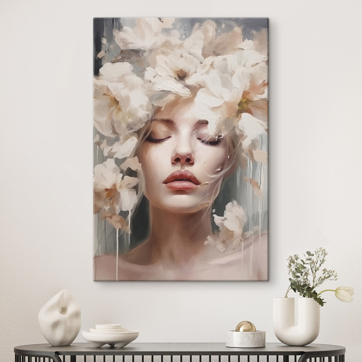 Portret cu flori albe — interior 2