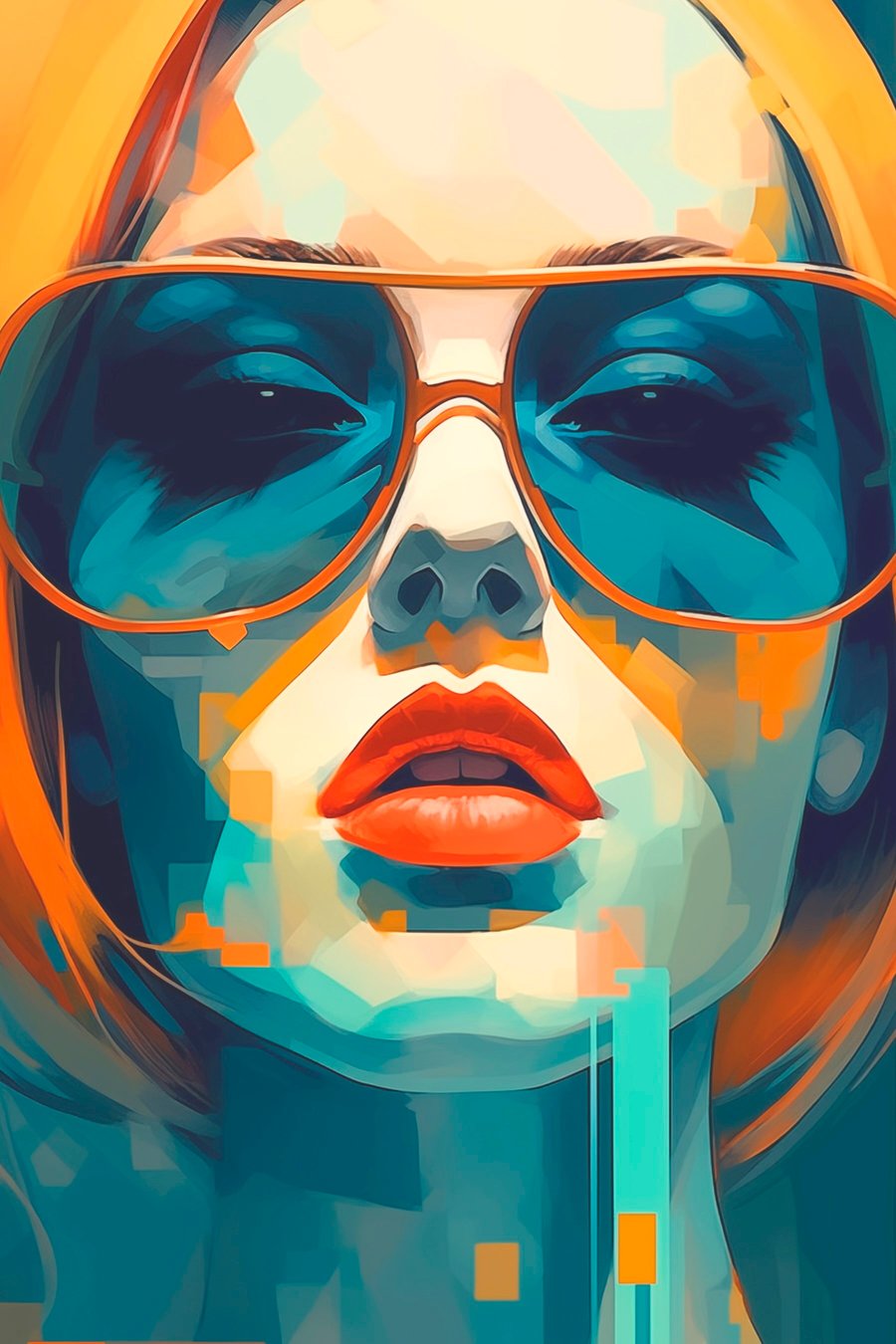 Portret abstract cu ochelari — design complet