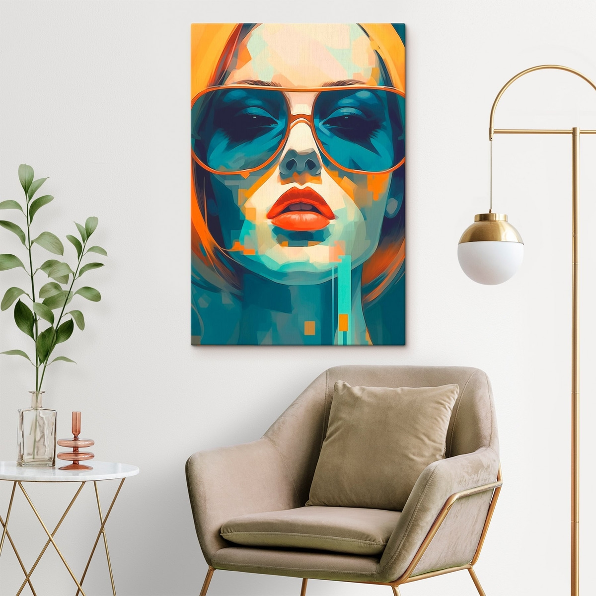 Portret abstract cu ochelari — interior 2