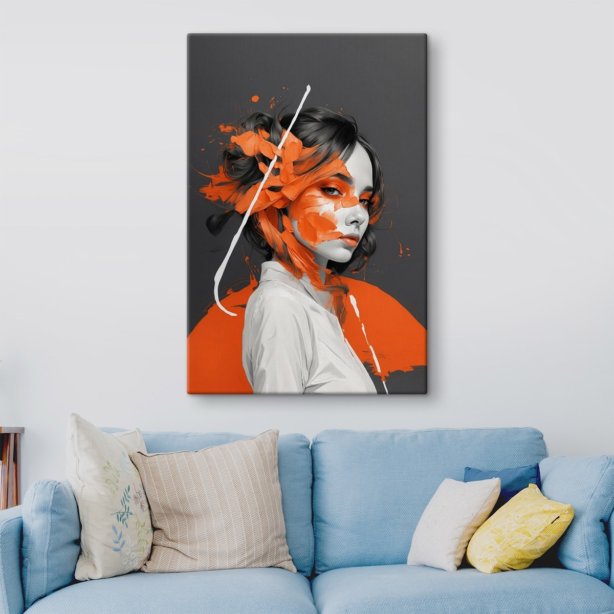 Portret cu tușe portocalii — interior 2