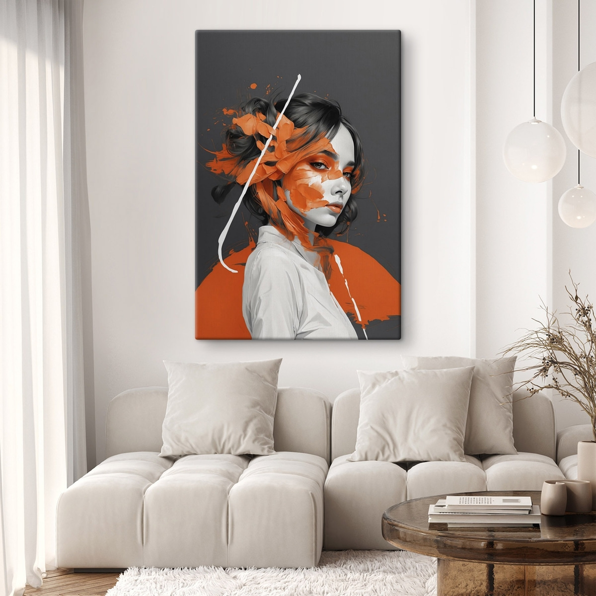 Portret cu tușe portocalii — interior 1