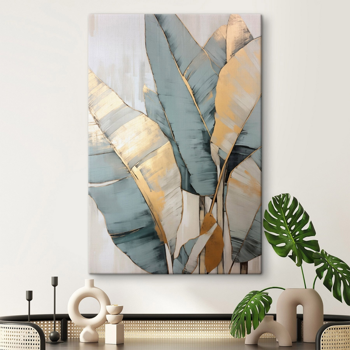 Frunze estompate pe alb — interior 2