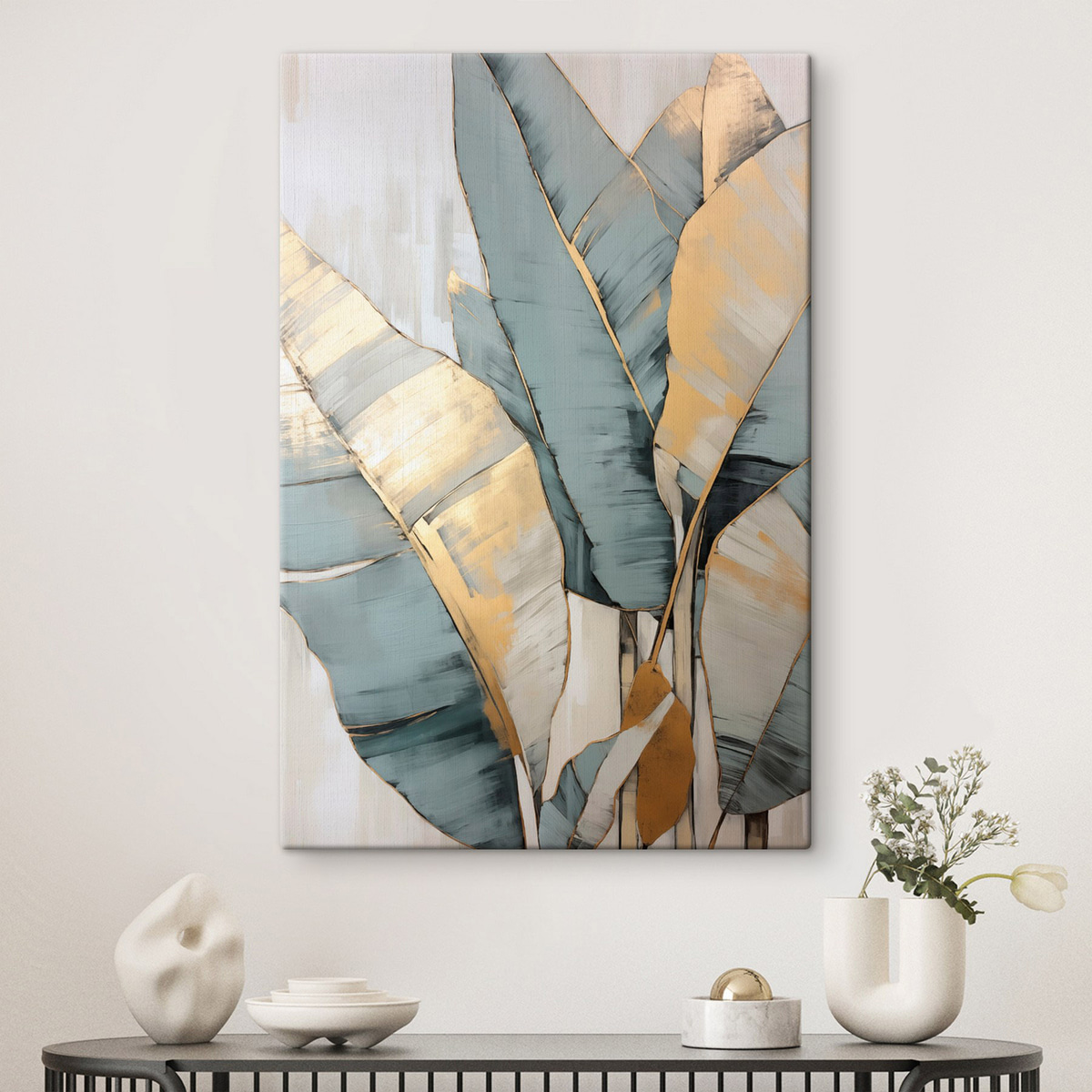 Frunze estompate pe alb — interior 1