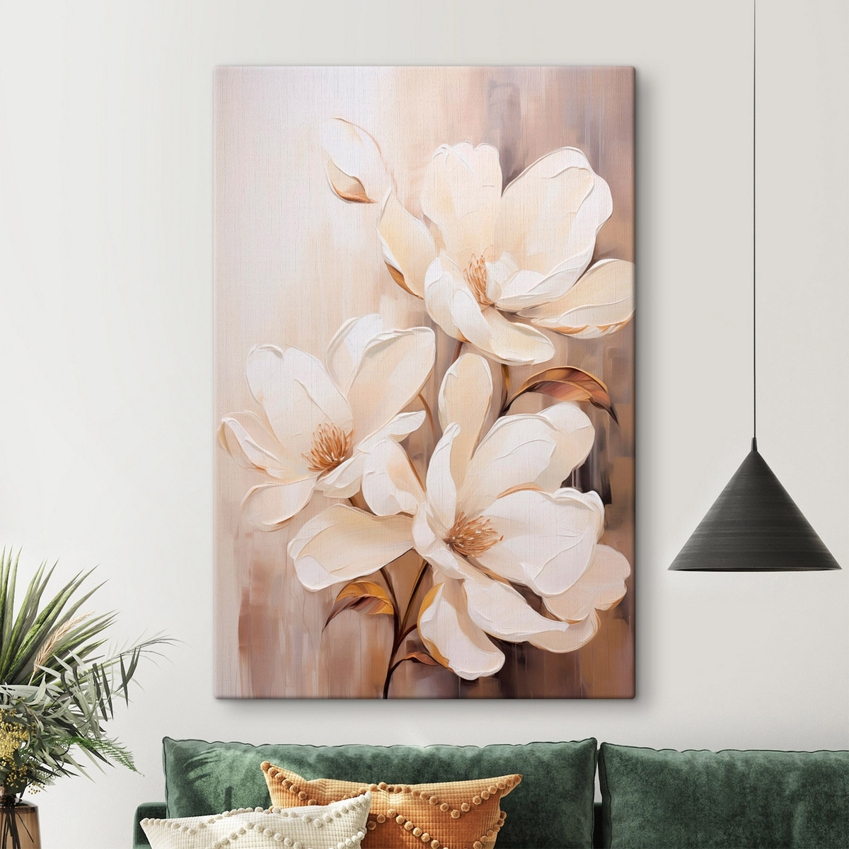 Magnolii albe pe bej — interior 2