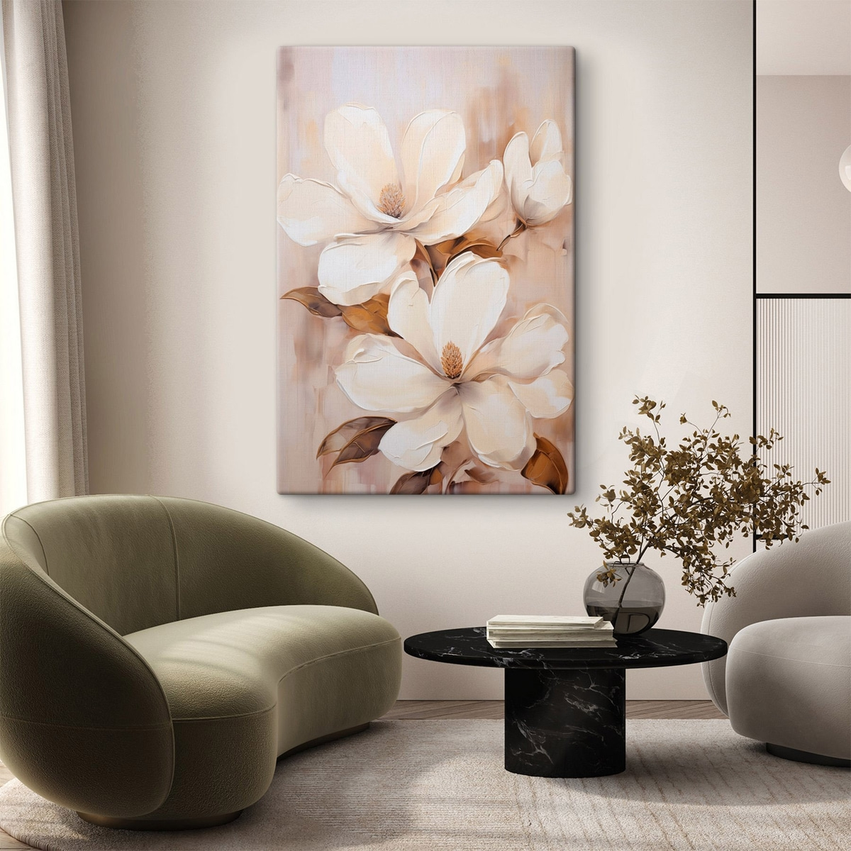 Magnolii albe, pensulă moale — interior 1