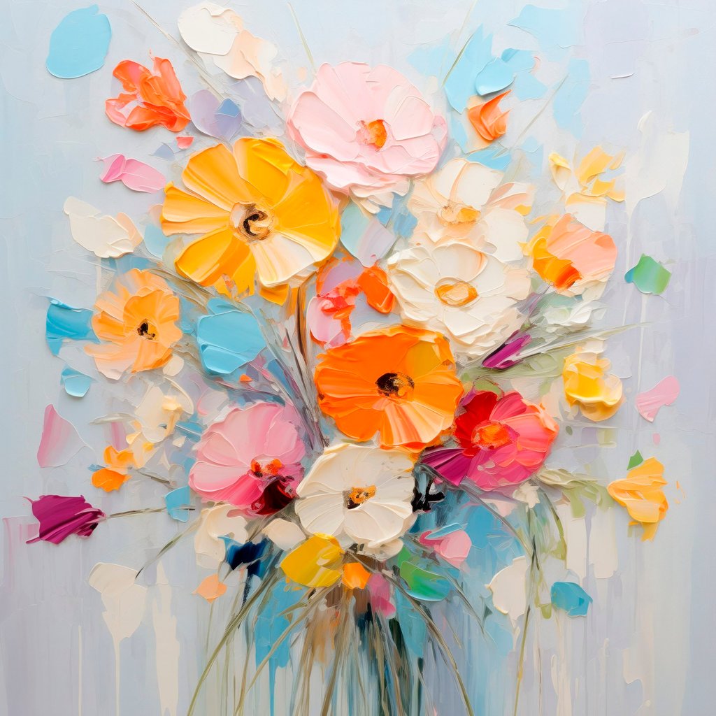 Buchet abstract pastel — design complet