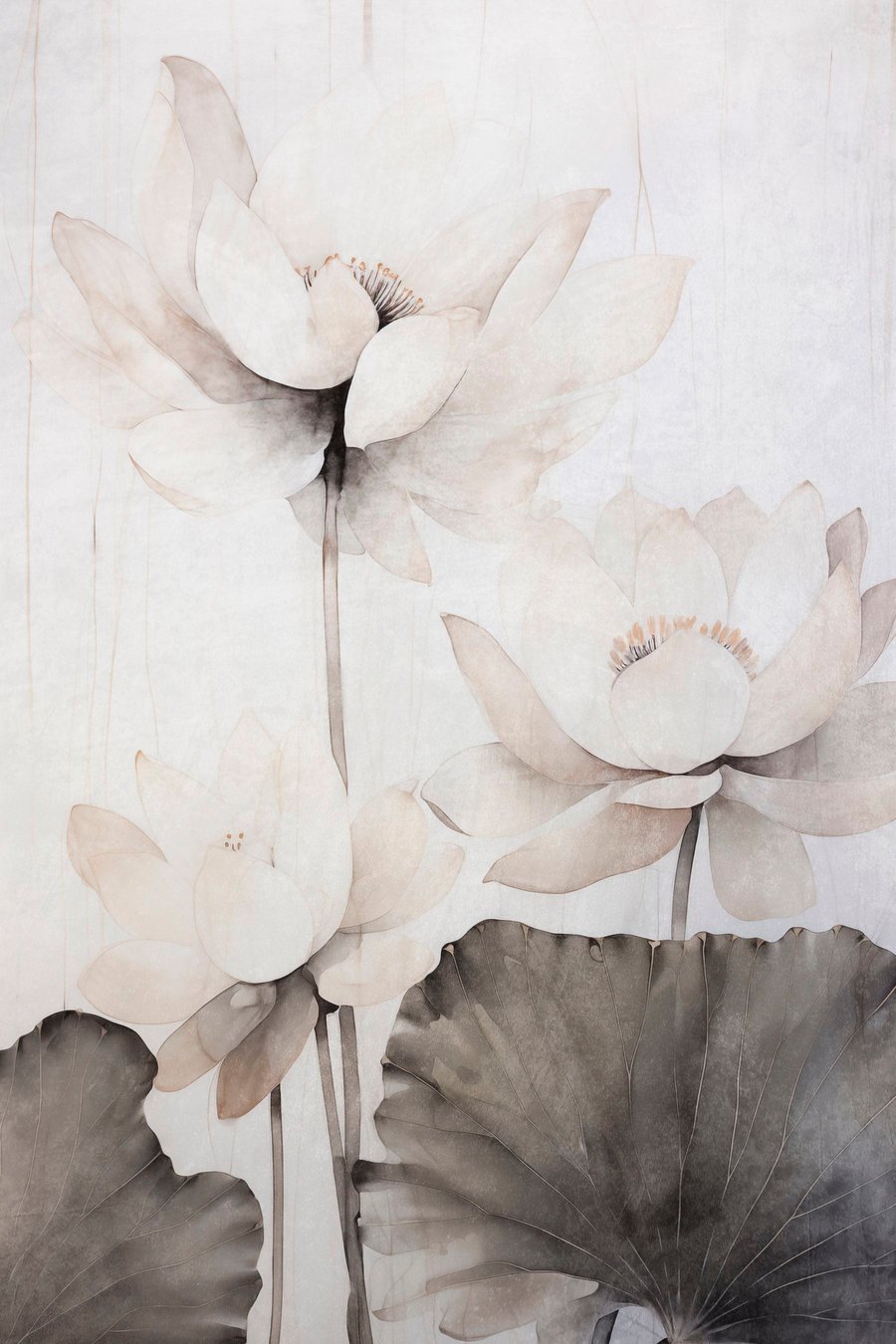 Lotus minimalist, frunze texturate — design complet