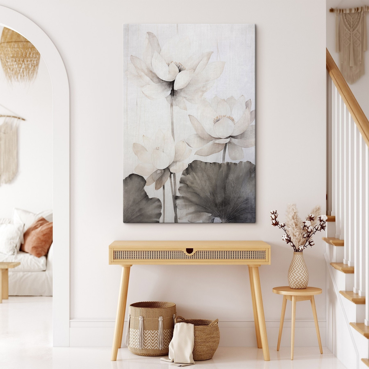 Lotus minimalist, frunze texturate — interior 1