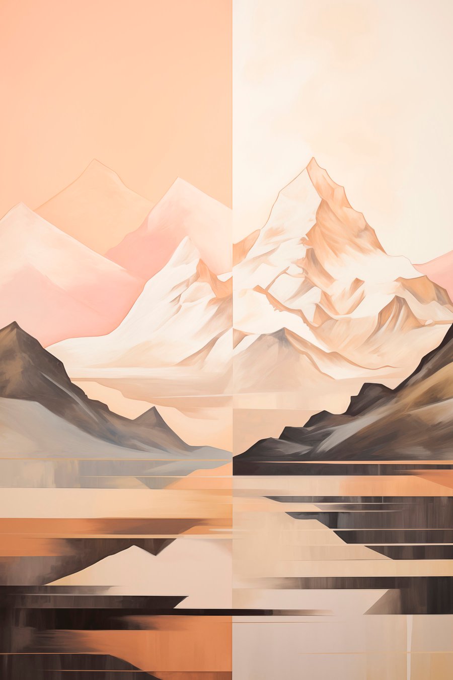 Munți și lac pastel — design complet